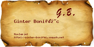 Ginter Bonifác névjegykártya